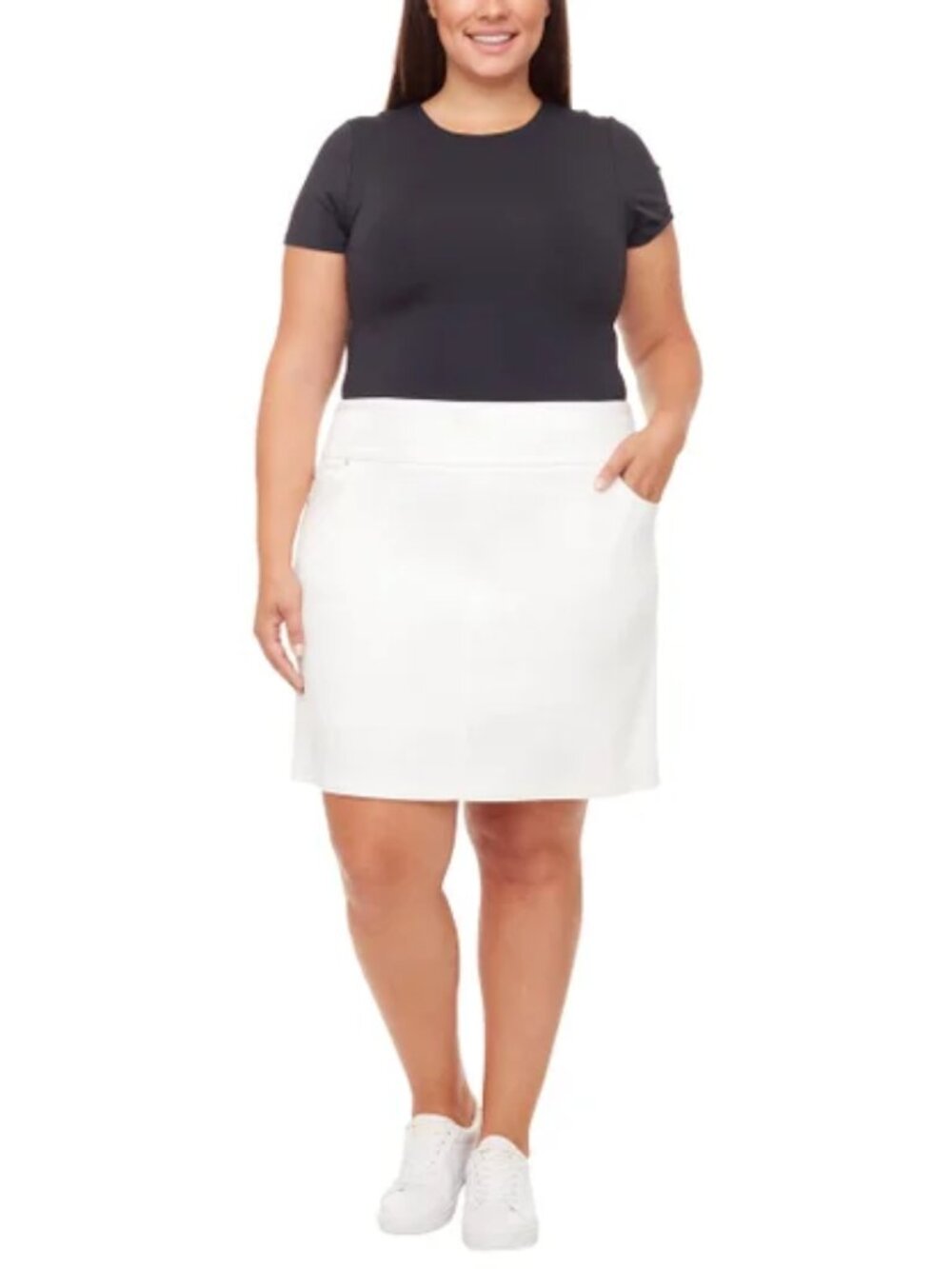 S.C. & Co Denim Skort Women XXL White NWT Pull-On Stretch 5 Pocket Mid Rise